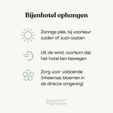 Bijenhotel ophangen: kies een zonnige plek uit, uit de wind en zorg voor voldoende inheemse bloemen in de omgeving